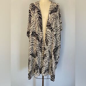 Cynthia Rowley Kimono Wrap Coverup One Size Linen Blend Palm Coastal Resort